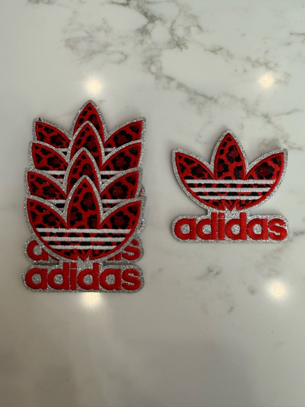 Hand Crafted Red and Black Leopard Trefoil Iron On Patches